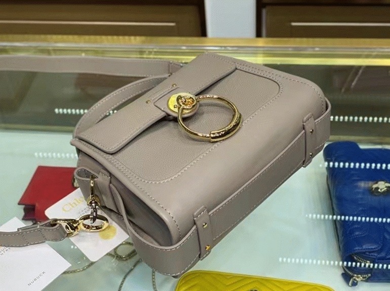 Top Quality Fake Chloe Mini Tess Day Bag In Grey Grained Leather