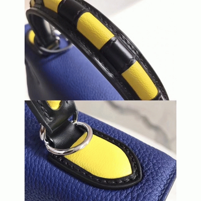 Blue with Zigzag Handle Replica Hermes Kelly 28cm Special Design