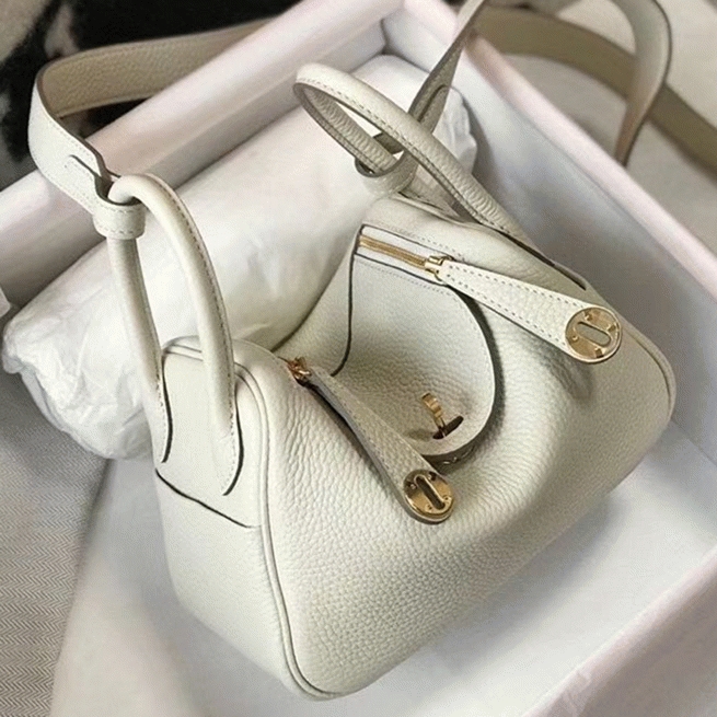Replica Hermes Lindy Mini handbag in white clemence leather