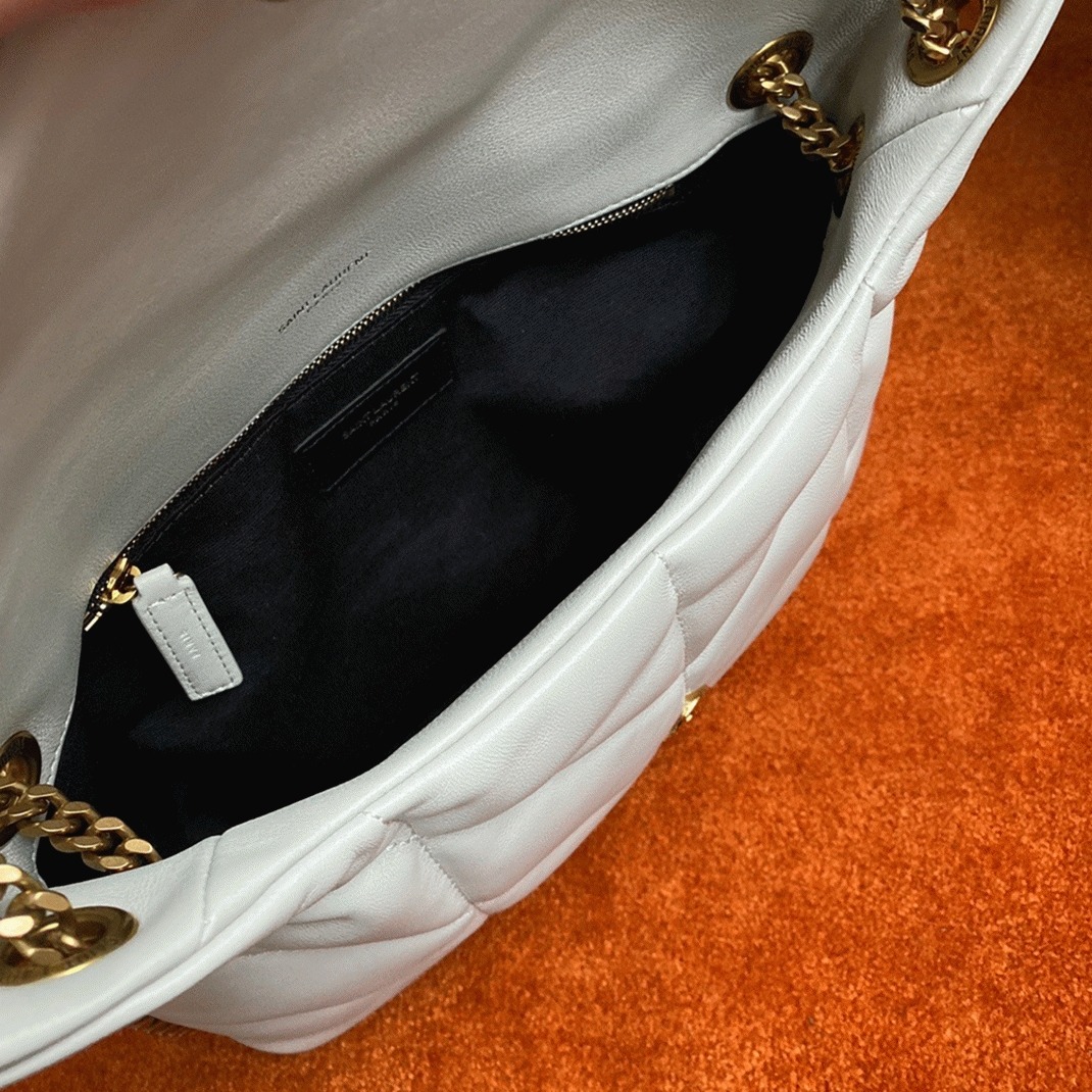 Replica Saint Laurent Puffer Small Chain Bag White Lambskin