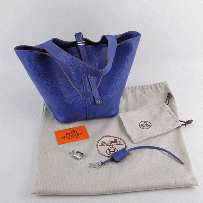 Electric blue imitation AAA Hermes Picotin Lock handbag