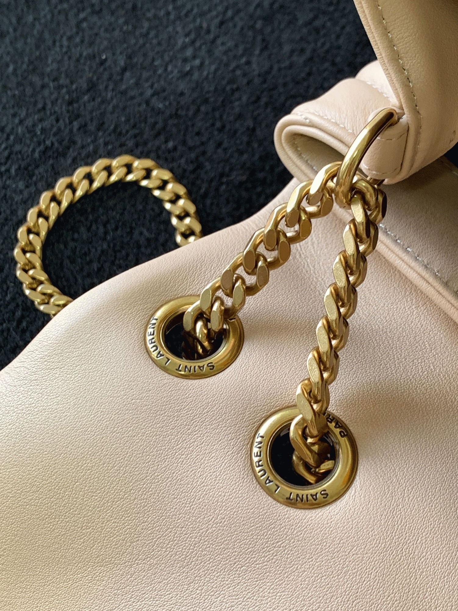 Fake Saint Laurent LouLou Medium Chain Bag Beige