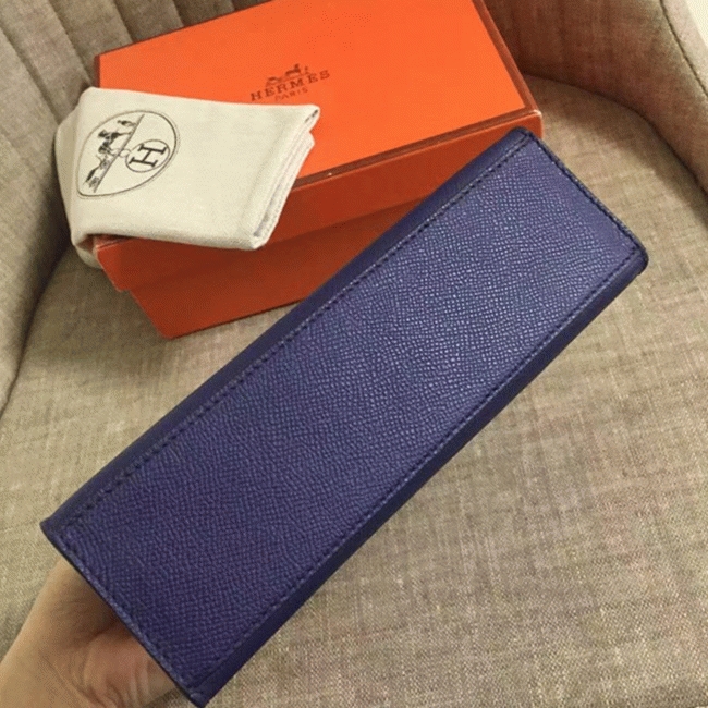 Sapphire Epsom Top Fake Hermes Kelly Pochette Deep Blue Clutch