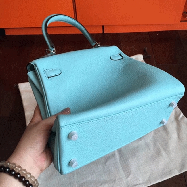 Blue Atoll Clemence Replica Hermes Kelly 25cm Retourne Handbag