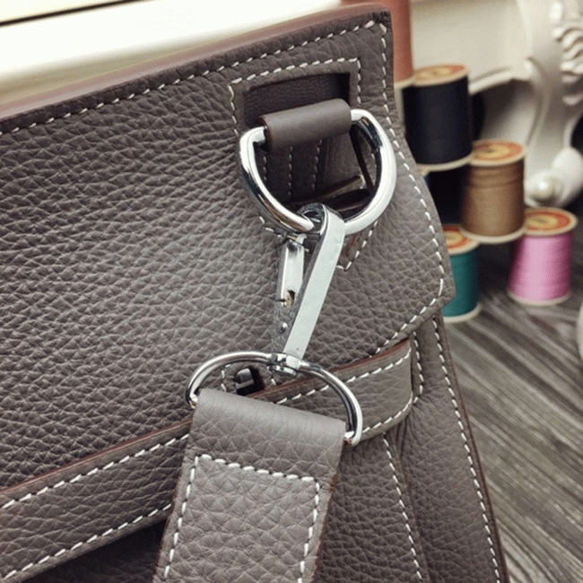 Large grey knockoff Hermes Jypsiere 34cm handbag