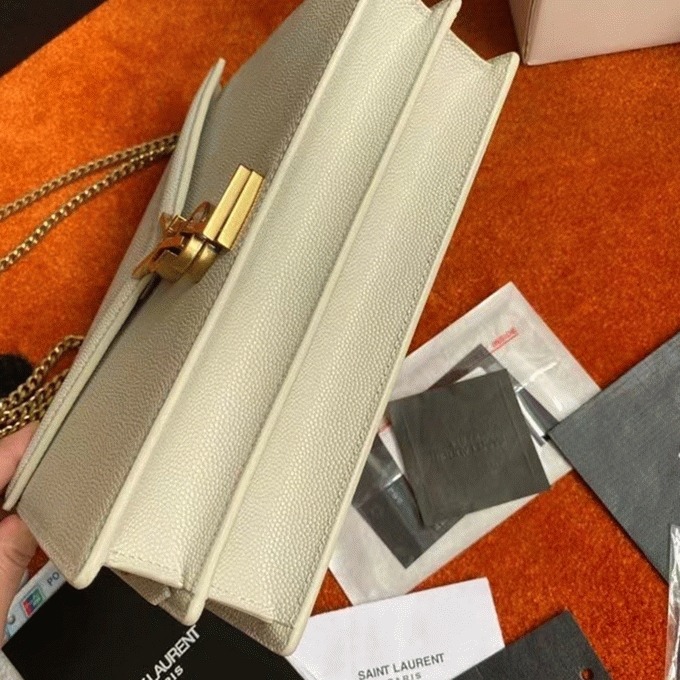 Fake Saint Laurent Cassandra Medium Chain Bag White