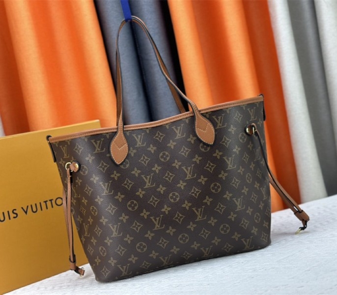 Louis Vuitton Neverfull Bandouliere Inside Out MM Tote In Monogram Canvas And Brown Leather