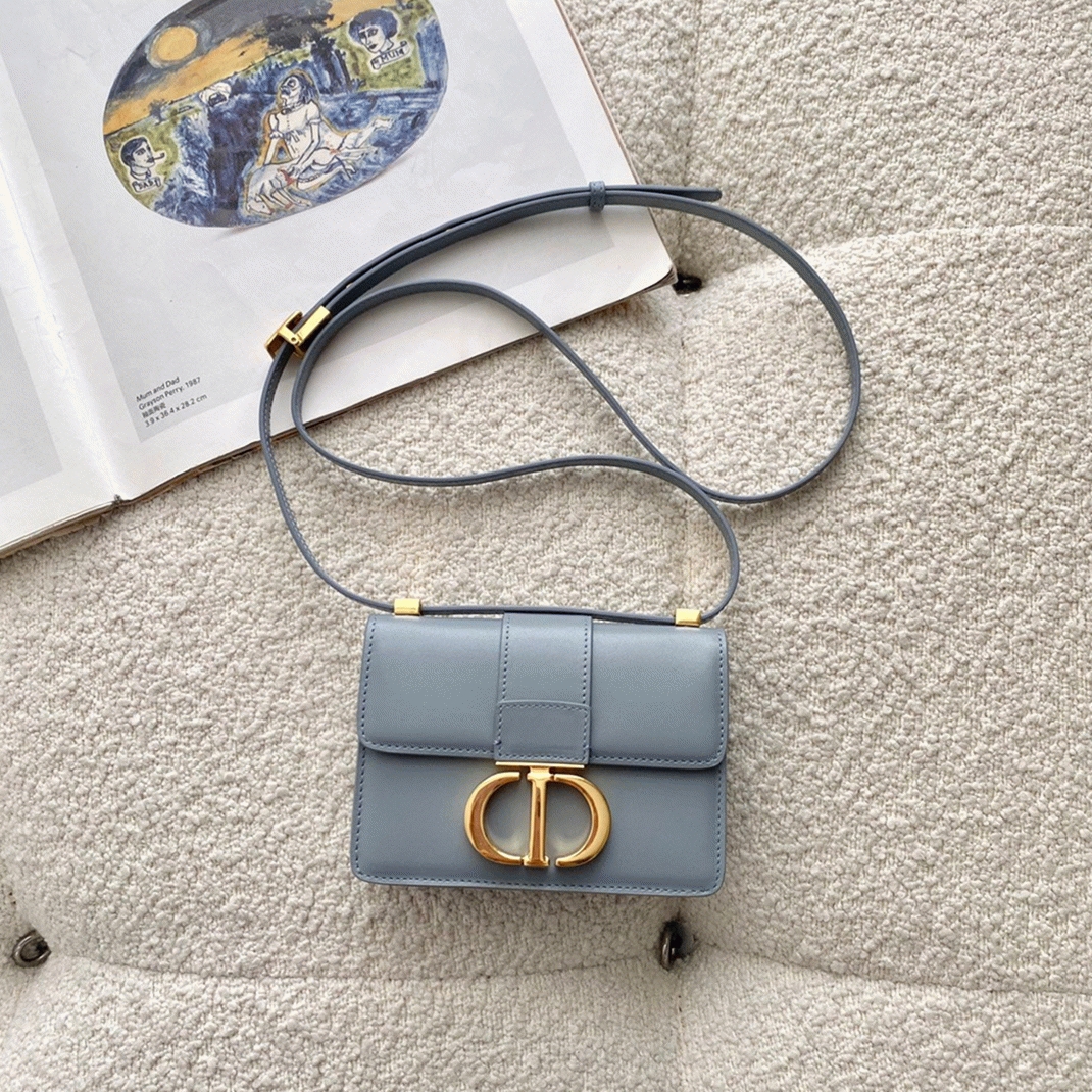 Dior 30 Montaigne Micro Bag Knockoff in Grey Box Calfskin