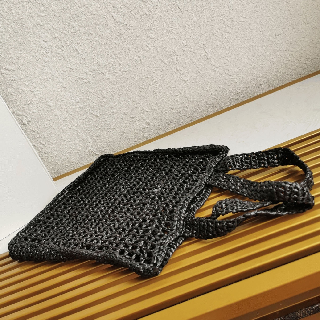 Prada Small Tote Bag Replica in Black Woven Raffia