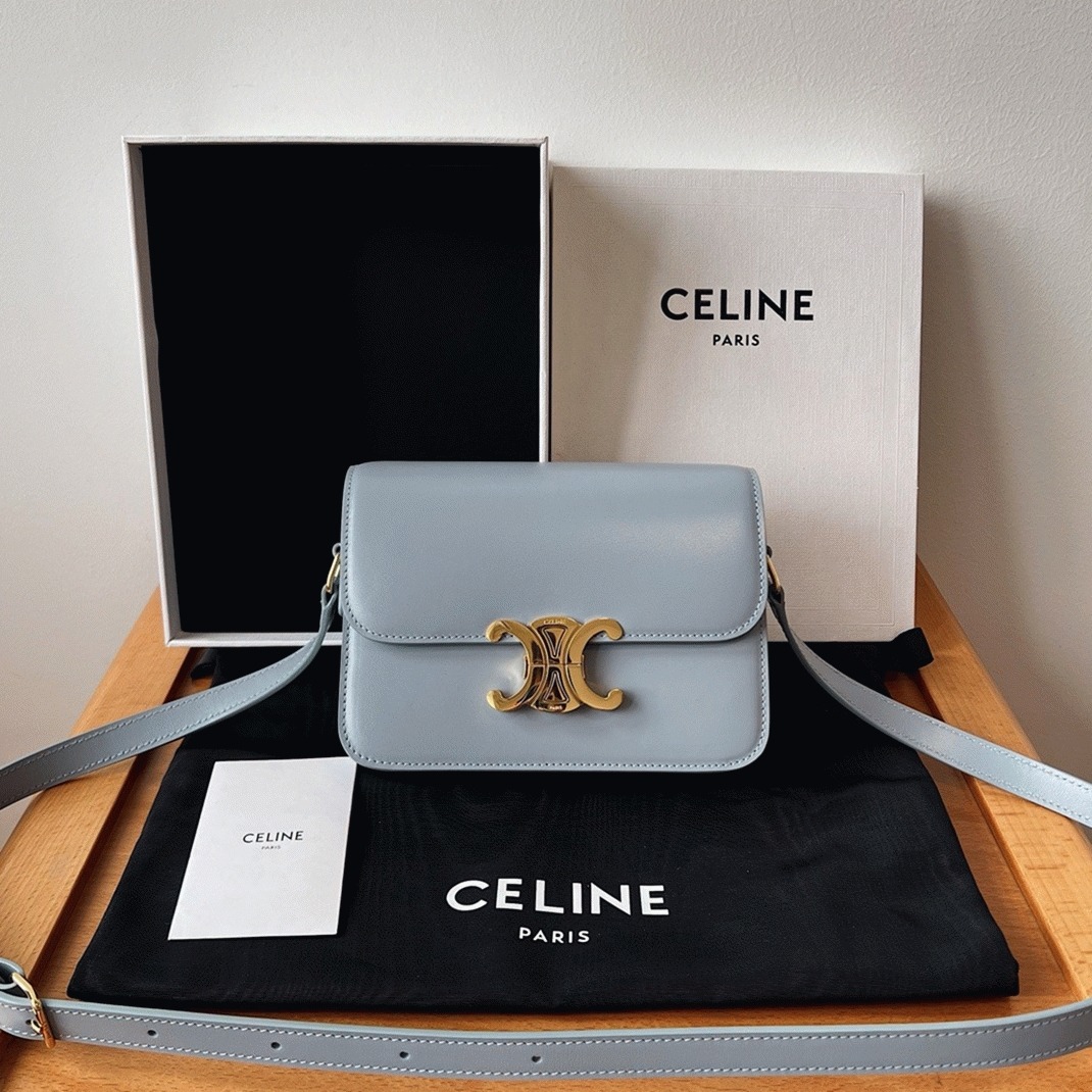 Top Quality Replica Celine Triomphe Teen Bag In Pale Blue