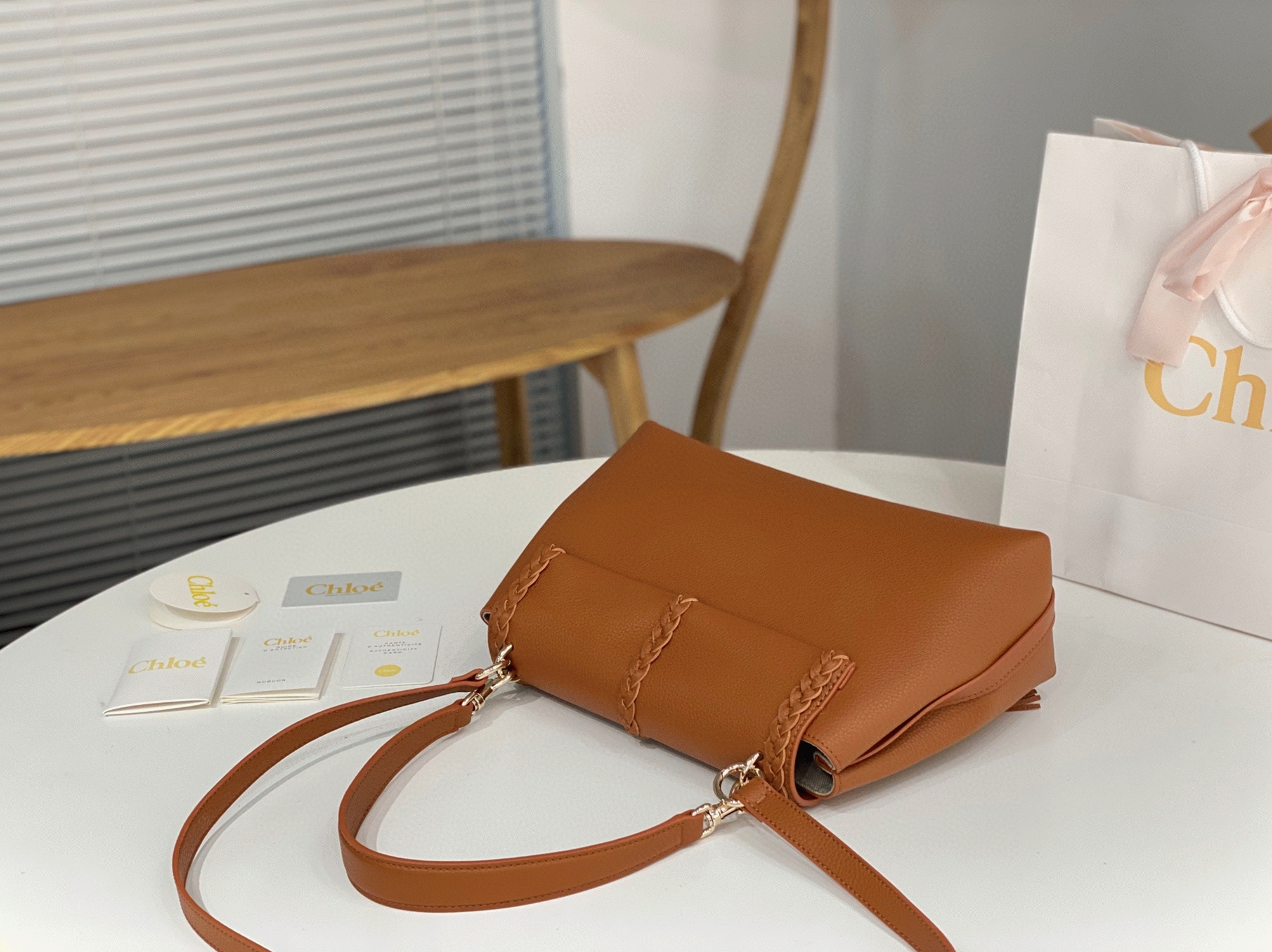 Top Quality Fake Chloe Penelope Medium Shoulder Bag in Brown Grained Calfskin