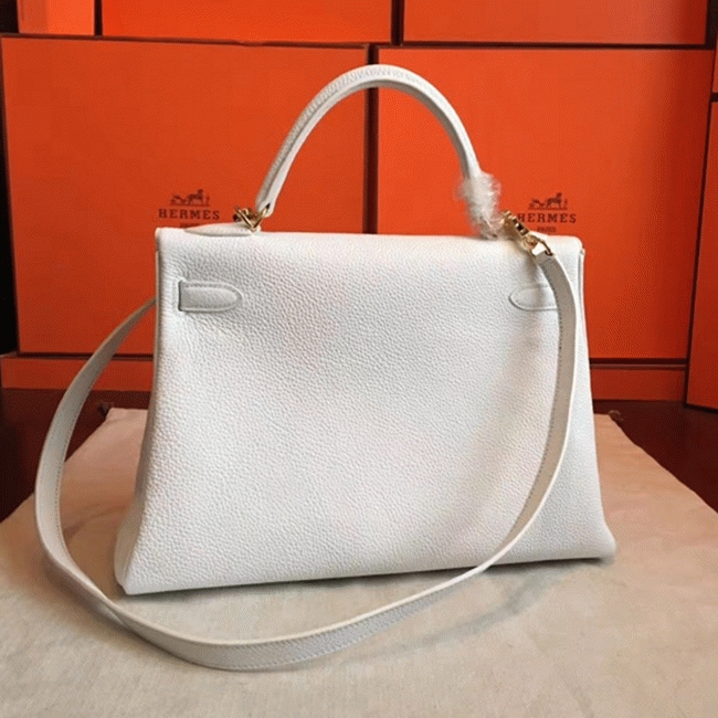 White Clemence Replica Designer Kelly Retourne 32cm Hermes Handbag