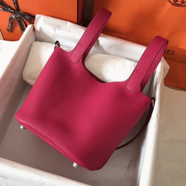 Peach knockoff Hermes Picotin Lock 18cm handbag