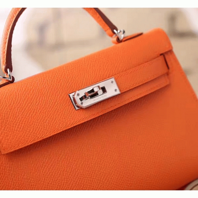 Orange Epsom Fake Luxury Hermes Kelly Mini II 20cm Handbag