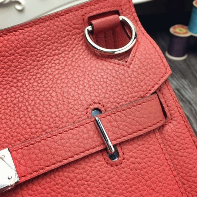Large red fake Hermes Jypsiere 34cm handbag