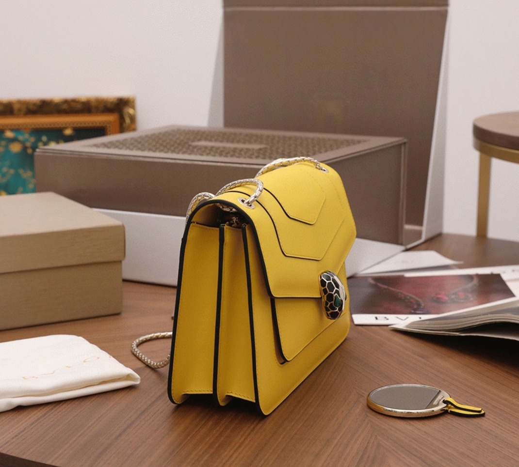 Replica Bvlgari Serpenti Forever Medium Shoulder Bag Yellow Calfskin