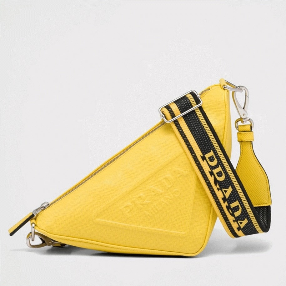 Prada Triangle Shoulder Bag Knockoff in Yellow