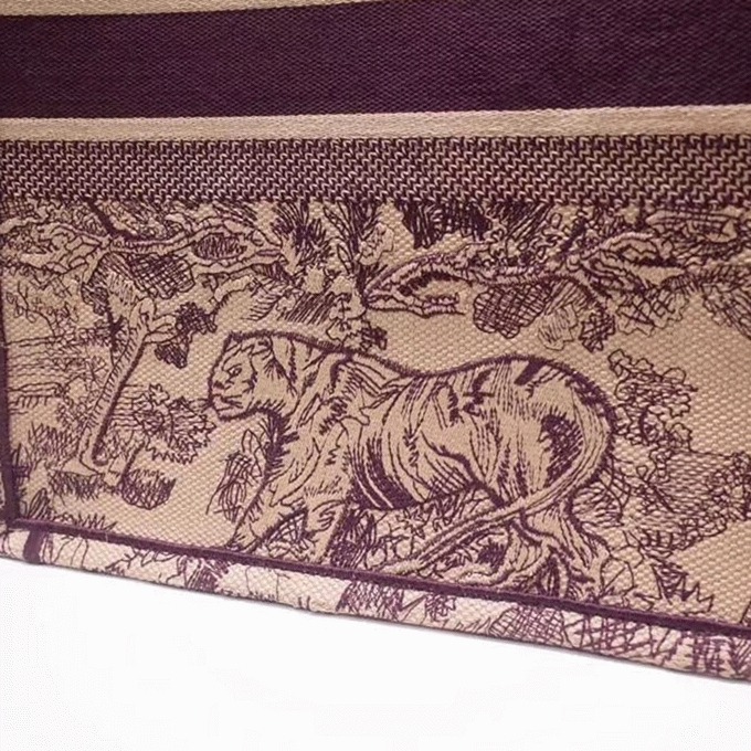 Dior Large Book Tote Bag Fake in Bordeaux Toile de Jouy Embroidery