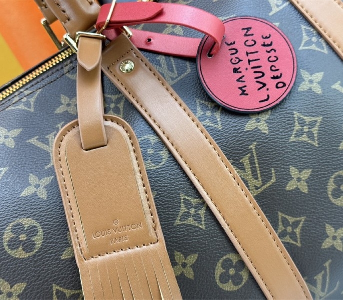 Louis Vuitton Monogram Dust Canvas Keepall Bandouliere 50 In Brown