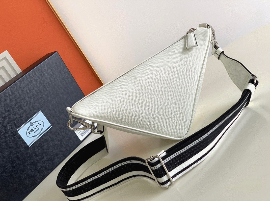 Prada Triangle Shoulder Bag Fake in White