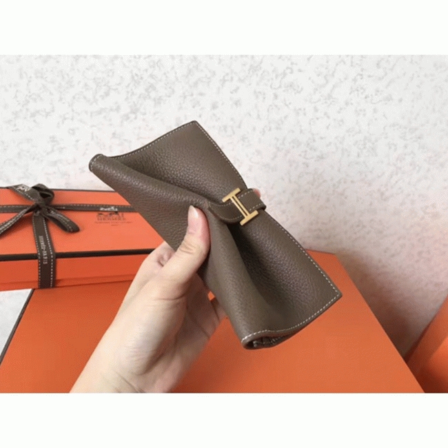 Taupe Clemence Fake Luxury Hermes Bearn Wallet