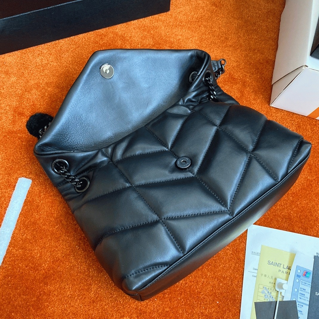 Replica Saint Laurent Puffer Small Chain All Black Bag Quilted Lambskin