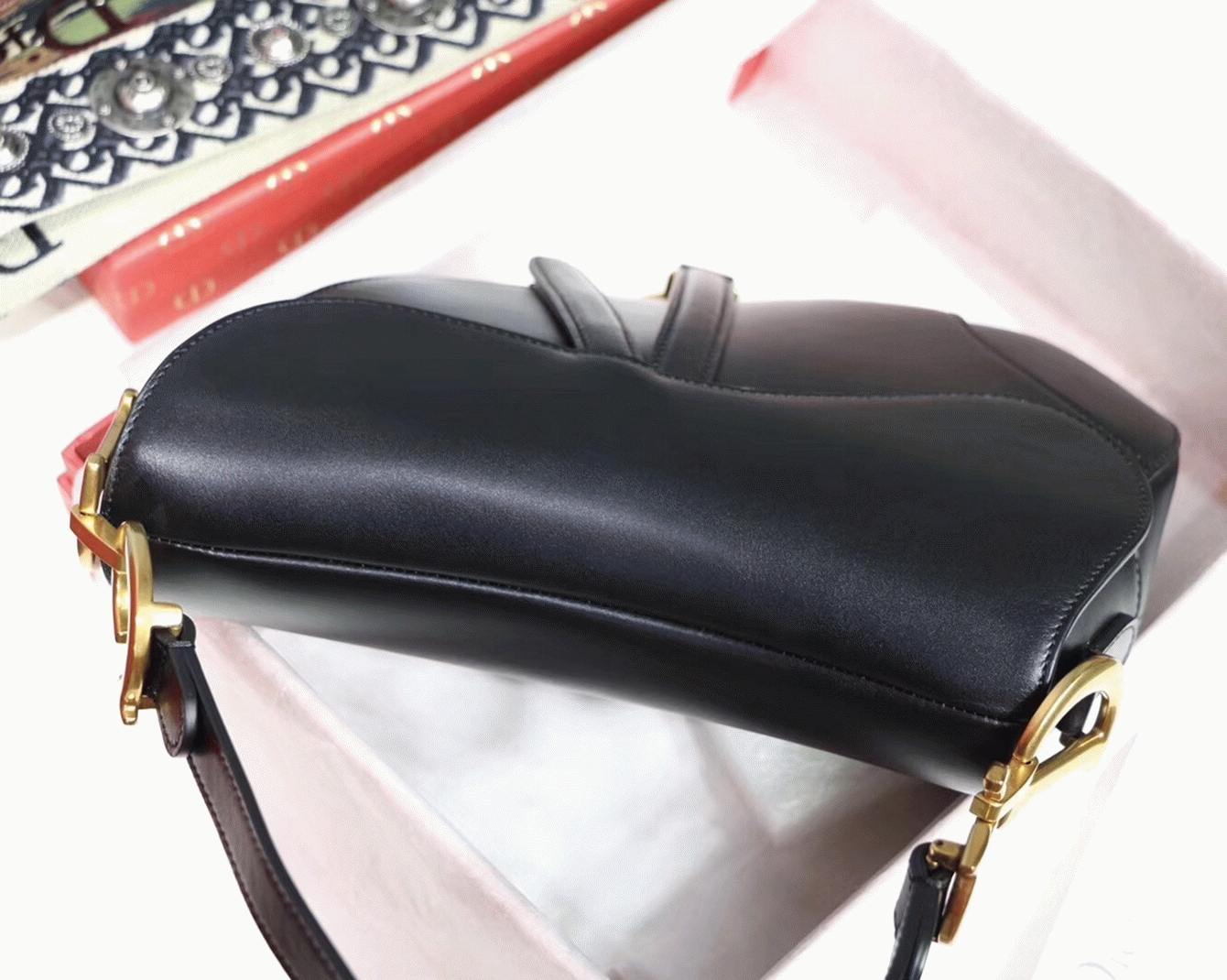 Dior Saddle Bag Fake in Black Smooth Calfskin