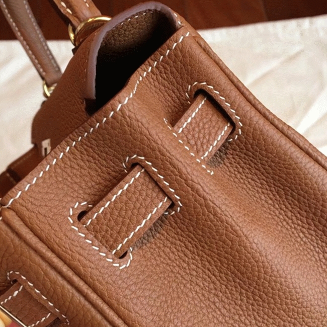 Gold Clemence Knockoff Hermes Kelly Retourne 28cm Classic Bag