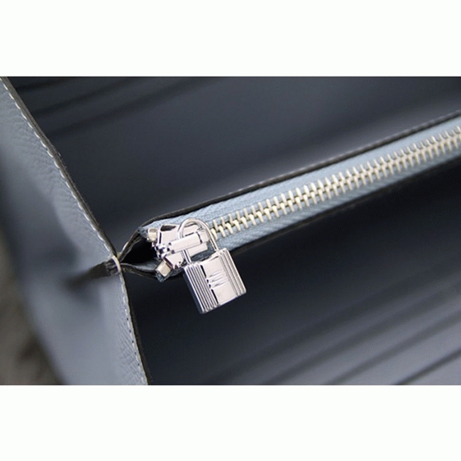 Blue lin knockoff Hermes Kelly Longue wallet