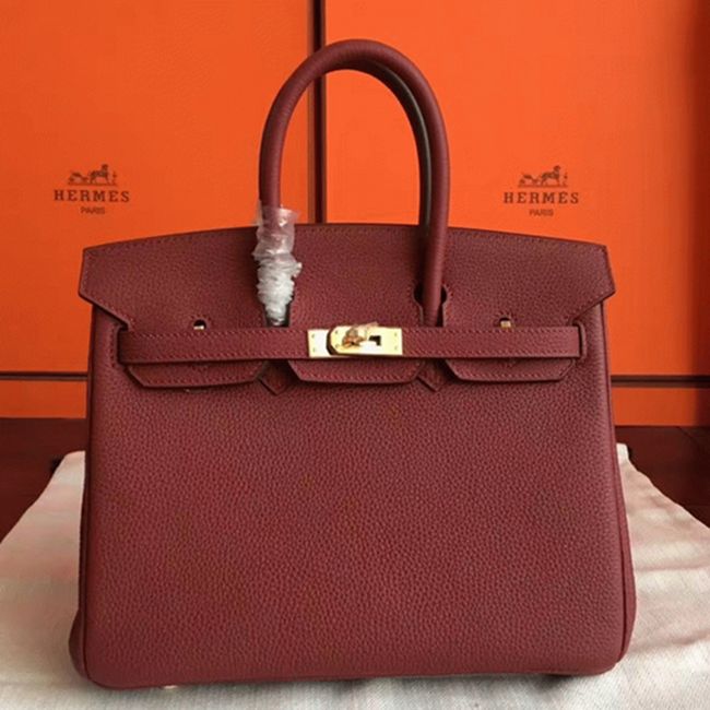 Bordeaux Hermes Birkin 25cm Faux Quality Replica