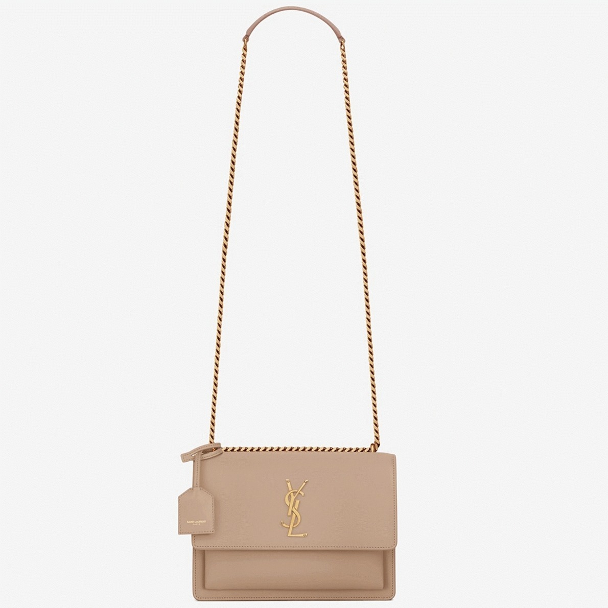 Fake Saint Laurent Sunset Medium Chain Bag Beige Calfskin