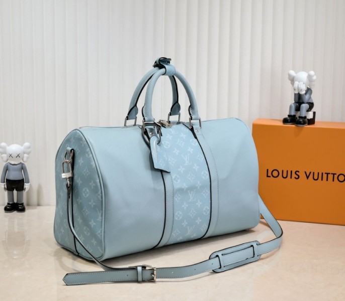 Louis Vuitton Taiga Leather Keepall Bandouliere 50 Travel Bag In Miami Green