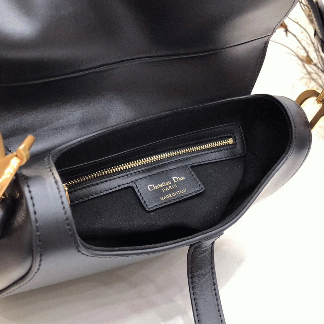 Dior Saddle Bag Fake in Black Smooth Calfskin