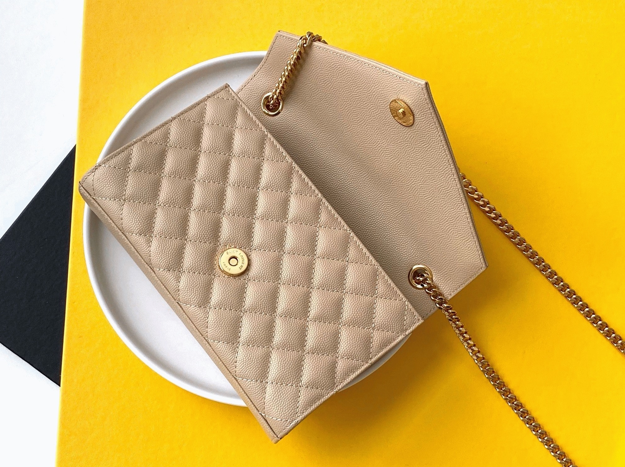 Fake Saint Laurent Envelope Small Bag Beige