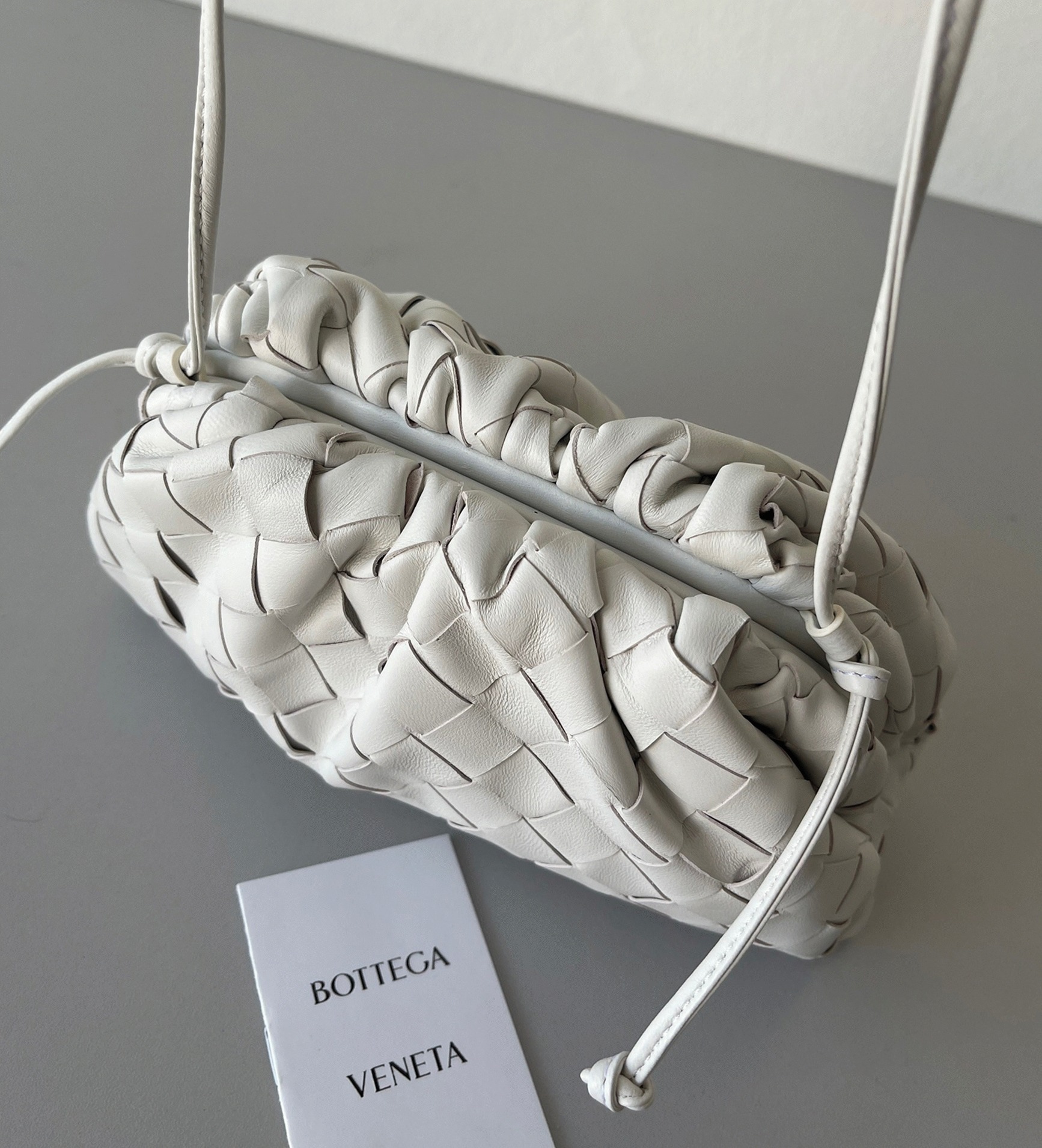 Replica Bottega Veneta Mini Pouch with Strap White