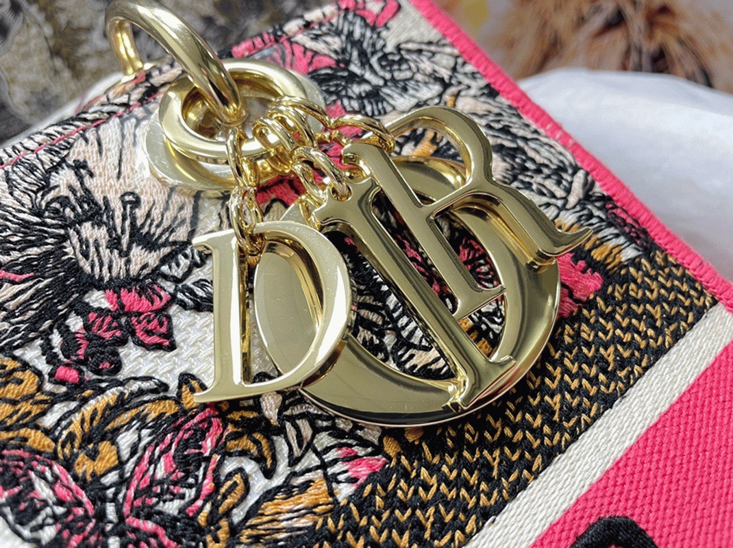 Dior Lady D-Lite Medium Bag Faux in Mille Fleurs Embroidery