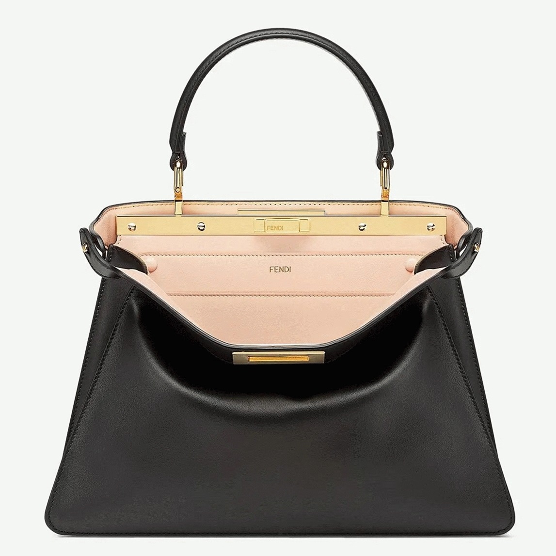 Top Quality Replica Fendi Peekaboo ISeeU Medium Bag In Black Calfskin