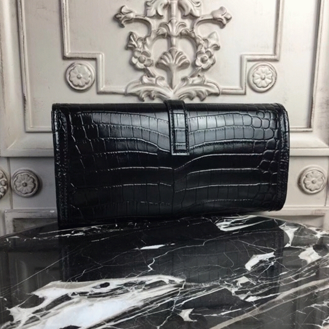 Blue electric crocodile leather replica Hermes Jige Elan clutch bag