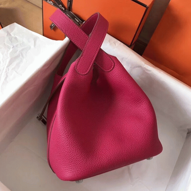 Peach knockoff Hermes Picotin Lock 18cm handbag