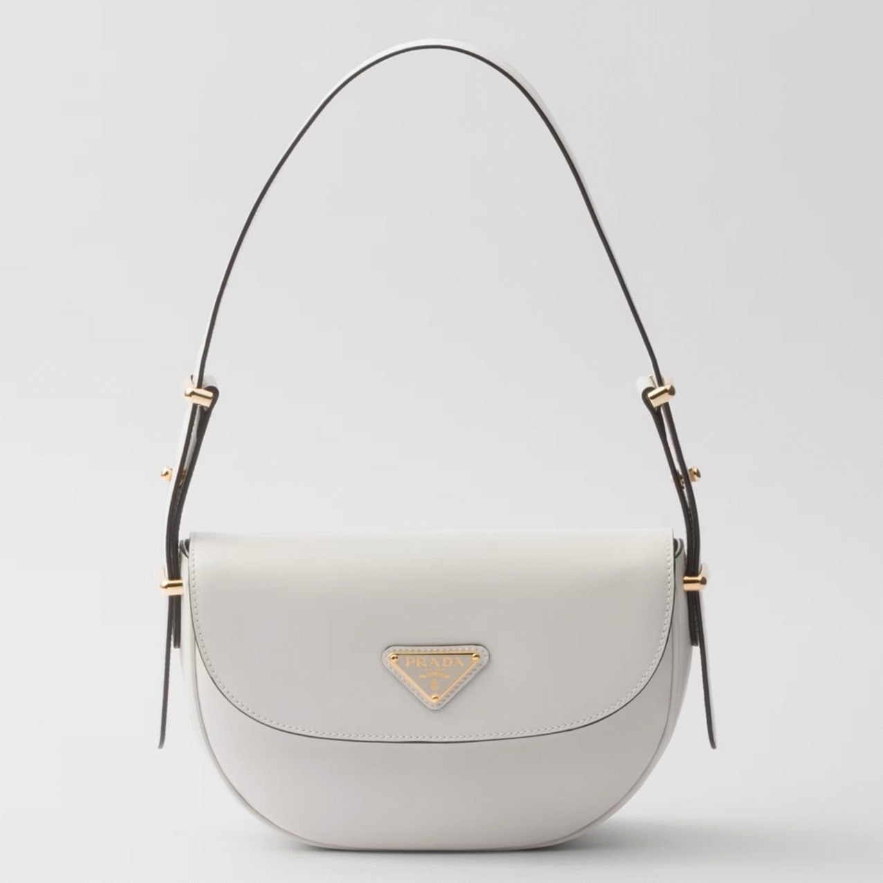 Prada Arque Shoulder Bag with Flap Knockoff in White