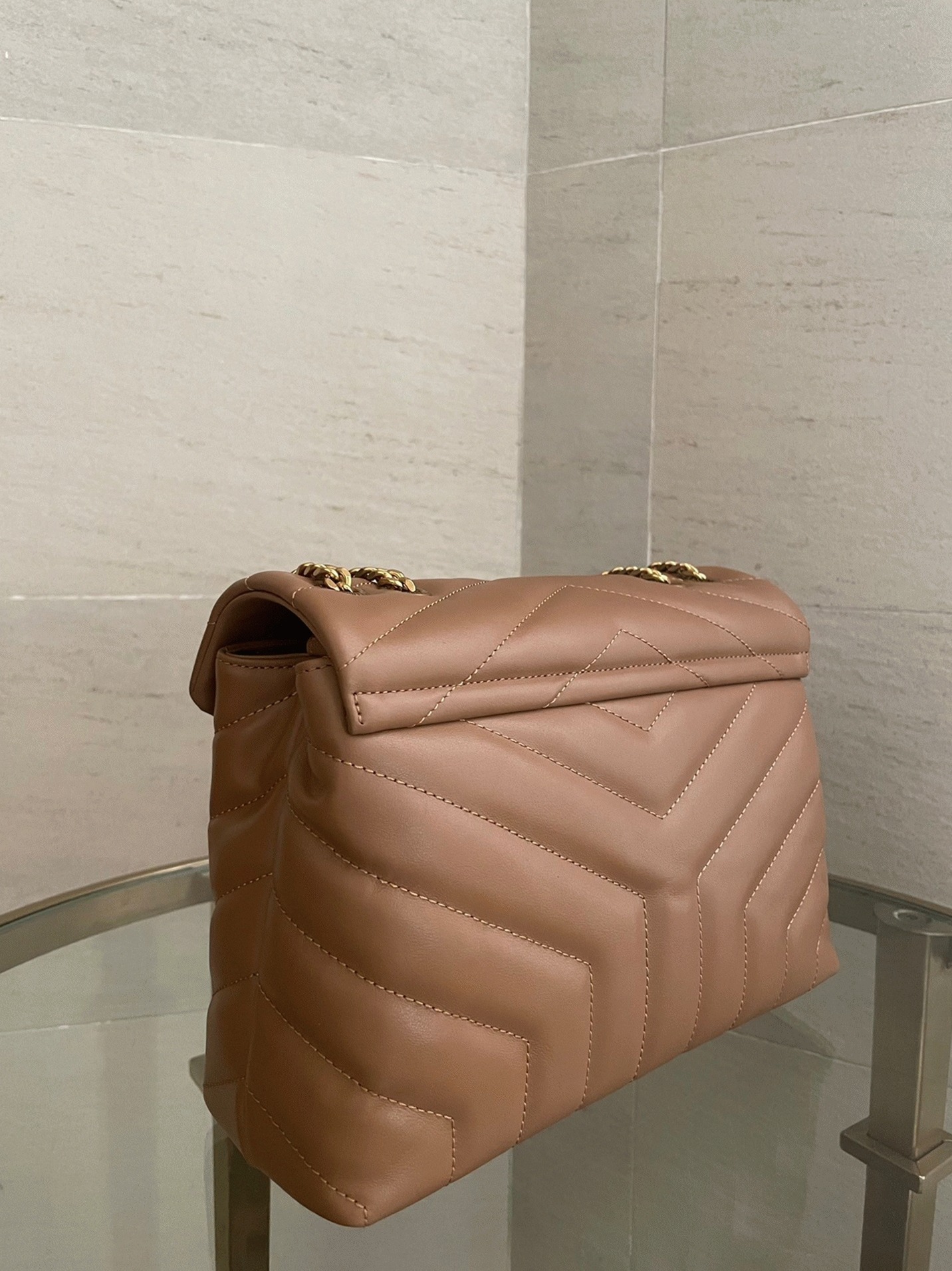 Replica Saint Laurent LouLou Small Chain Bag Brown