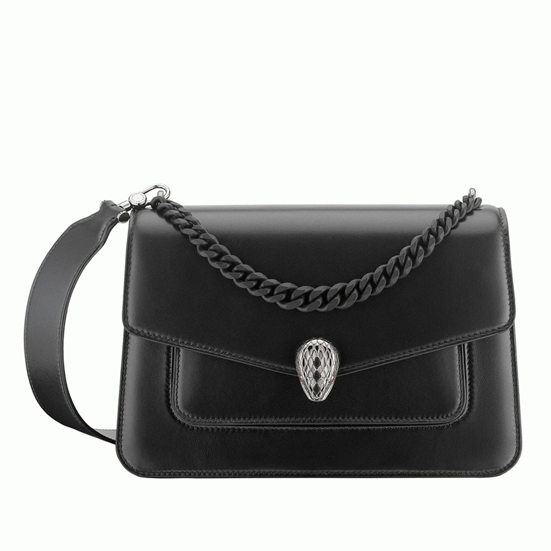 Fake Bvlgari Serpenti Forever Medium Crossbody Bag with Chain Noir