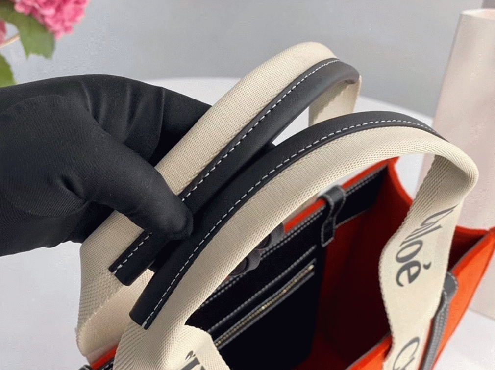 Top Quality Fake Chloe Medium Woody Tote Bag In Orange Felt
