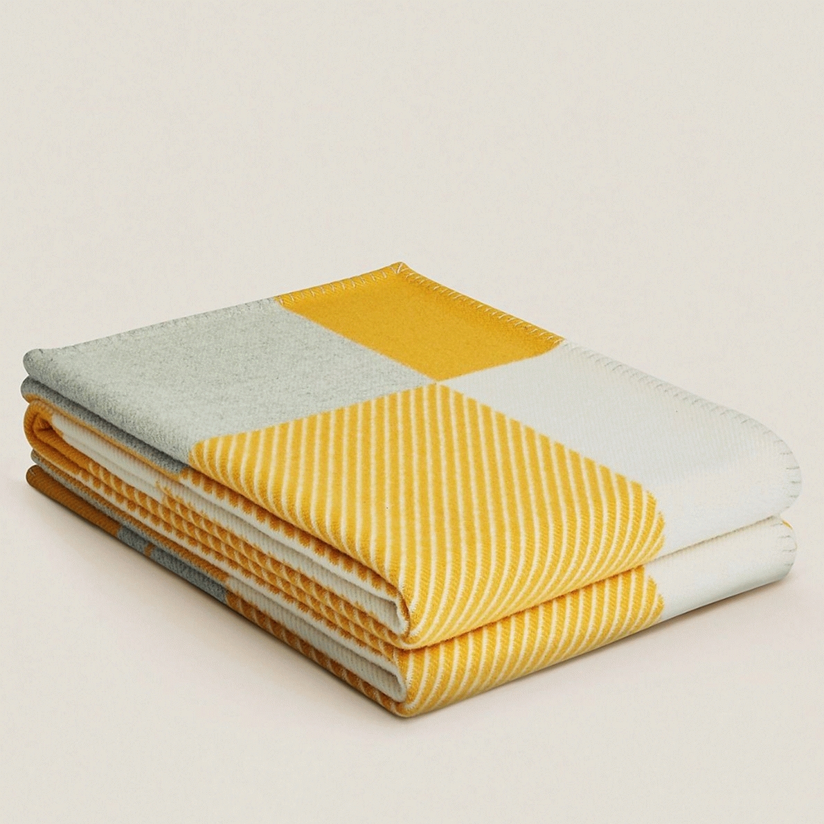 Replica Hermes H Riviera blanket in yellow wool and cashmere