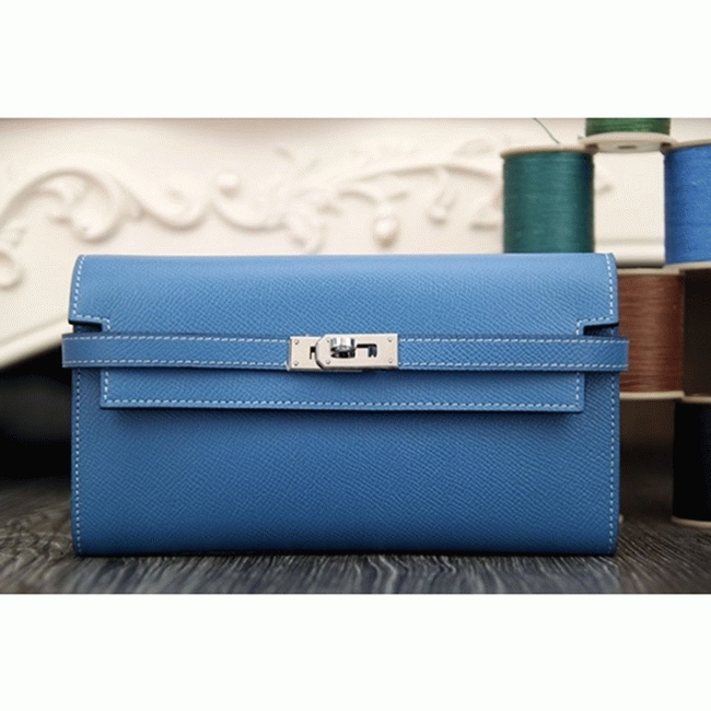 Jean blue knockoff Hermes Kelly Longue wallet