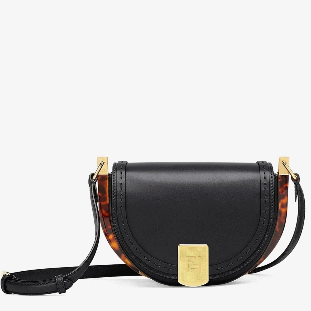Top Quality Replica Fendi Moonlight Saddle Bag In Black Calfskin