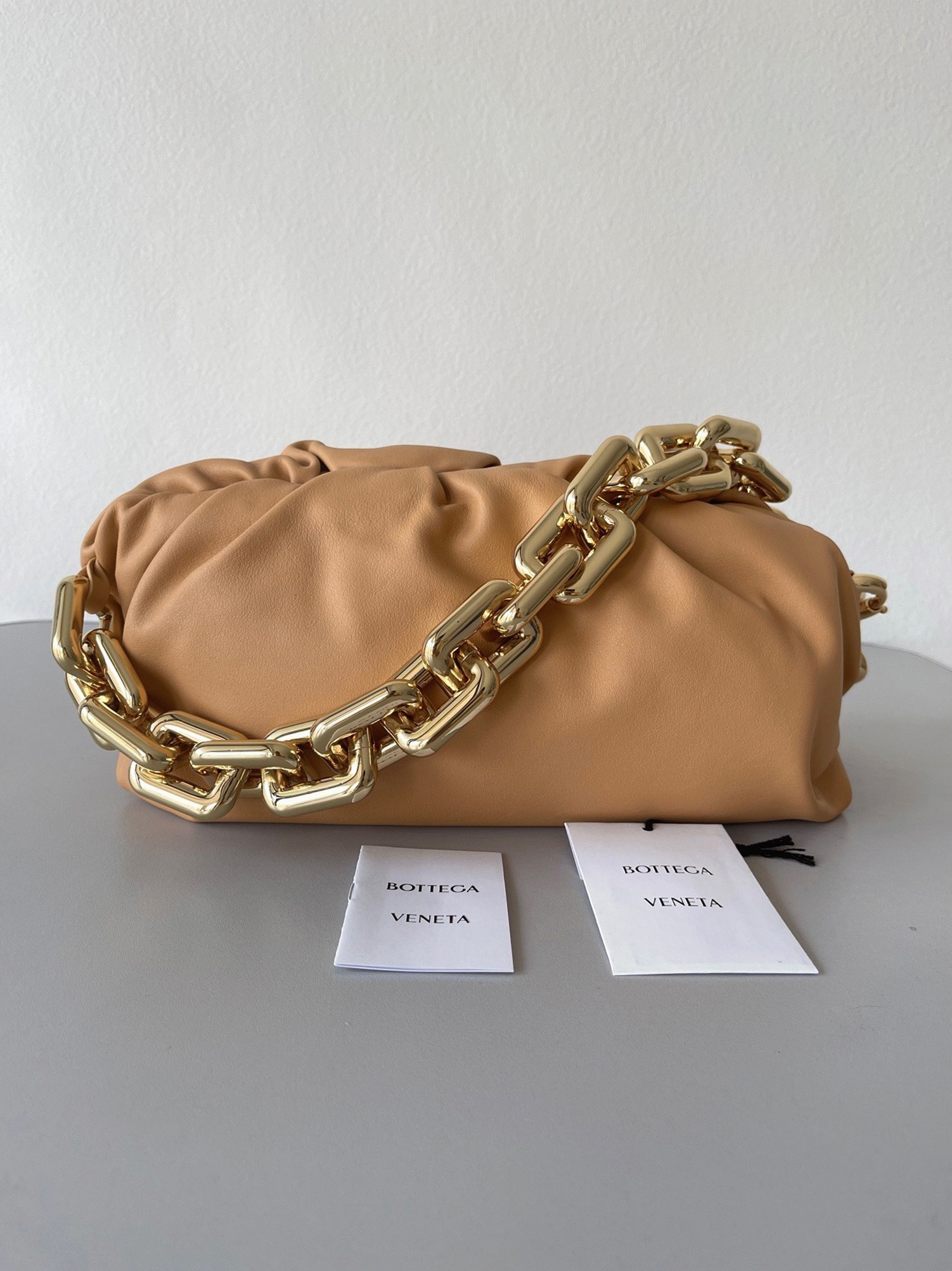 Fake Bottega Veneta The Chain Pouch Bag Almond