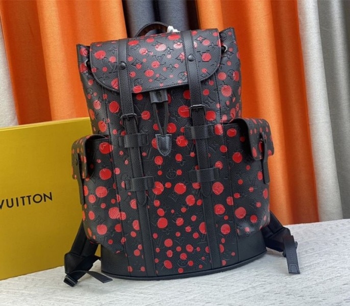 Louis Vuitton X YK Christopher Backpack In Red Infinity Dots