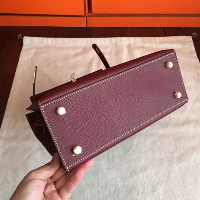 Bordeaux Epsom Imitation Hermes Kelly 25cm Elegant Purse