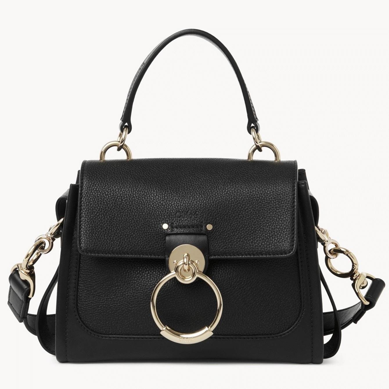 Top Quality Replica Chloe Mini Tess Day Bag In Black Grained Leather